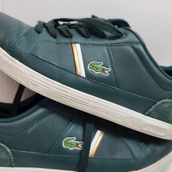 Lacoste Men\'s 12375 Green Leather Low Top Lace Up Athletic Sneaker Shoes US 8 main image 5